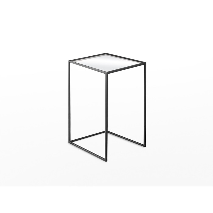 фото Стол журнальный большой «куб», 380х380х510, металл, матовое стекло, чёрный