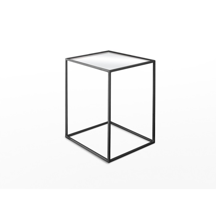фото Стол журнальный «куб», 310х310х430, металл, матовое стекло, чёрный