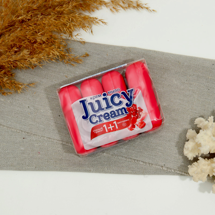 

Крем-мыло туалетное твердое Juicy Cream Спелый Гранат и Витамин Е, 4 х 90 гр