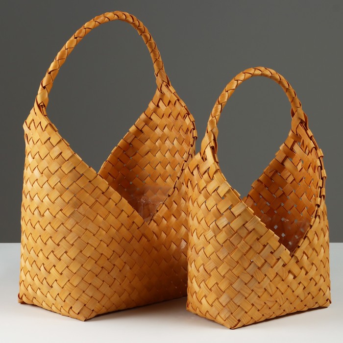 

Набор корзин плетеных, 21x12x10x26/35,5 см, 16x9x7,5x20/28 см, 2 шт, секвойя