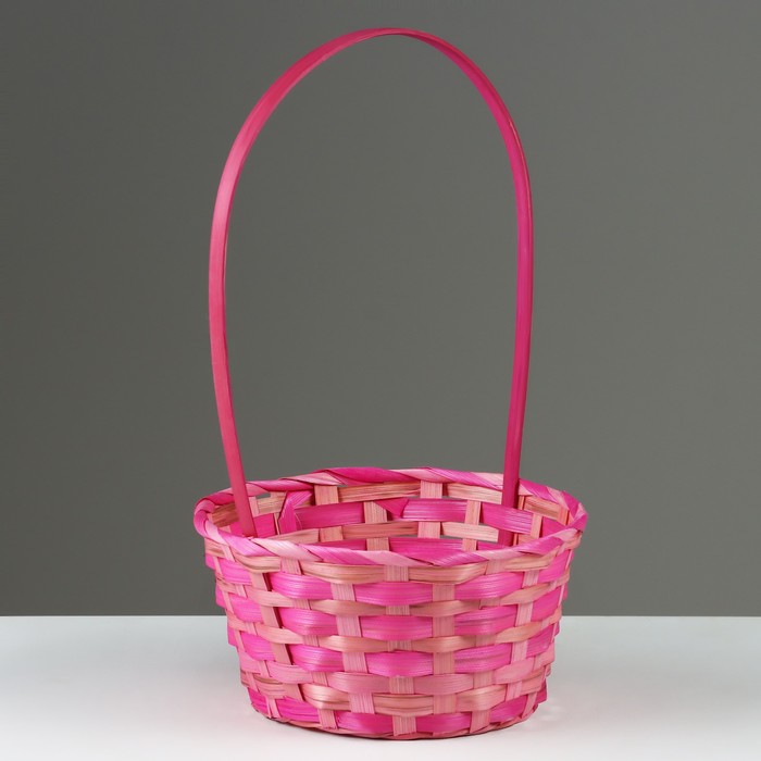 Корзина плетеная, 20,5 × 9,5 × 33 см, розовая, бамбук