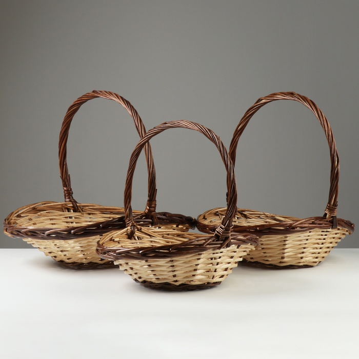 

Набор корзин плетеных, 46x36x15/36 см, 40x30x14/32 см, 35x26x13/29 см, 3 шт, ива