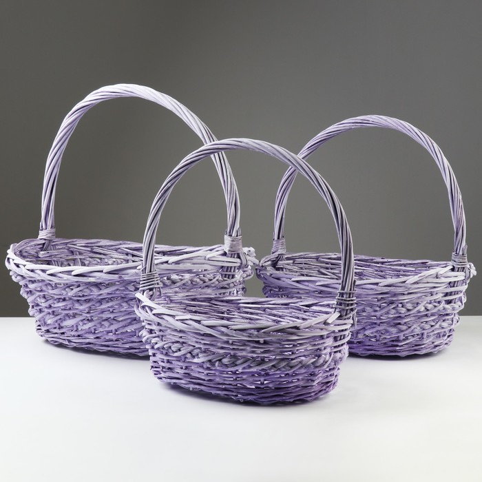 

Набор корзин плетеных, 44x36x15/40 см, 36x32x14/35 см, 32x27x12/30 см, 3 шт, фиолетовый, ива 1029641