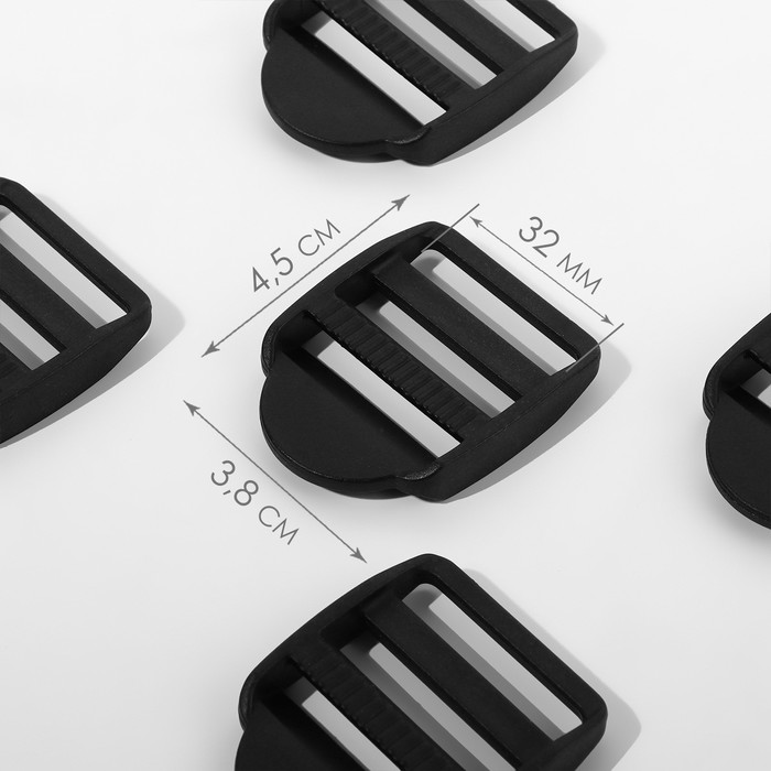 

Пряжка регулирующая, трёхщелевая, внутренняя ширина - 32 мм, толщина - 3 мм, 10 шт, цвет чёрный