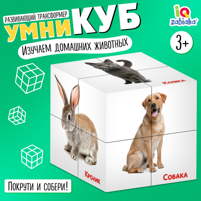 

Развивающий трансформер «Умникуб: Домашние животные», 3+
