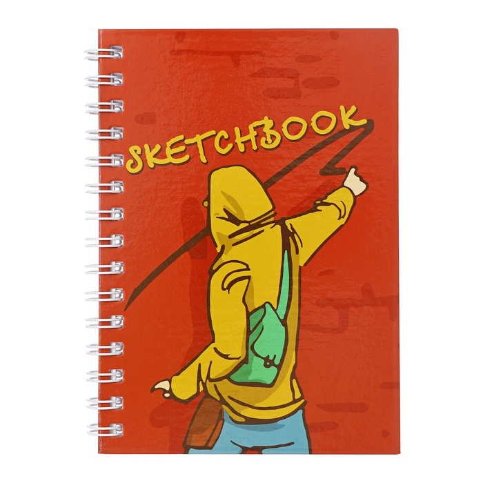 Скетчбук А5 80 листов на гребне по длинной стороне Граффити твёрдая обложка блок 100 гм 99₽