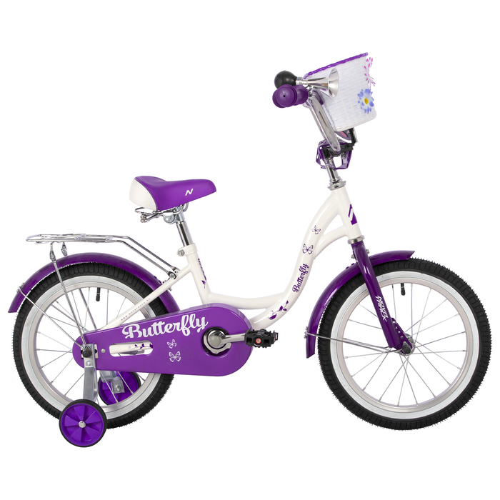 

Велосипед 16" Novatrack BUTTERFLY, цвет белый/фиолетовый