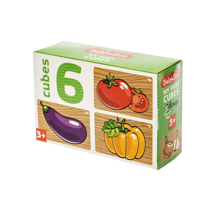 Кубики «Овощи», без обклейки, 6 шт. кубики принцессы без обклейки 9 шт дисней