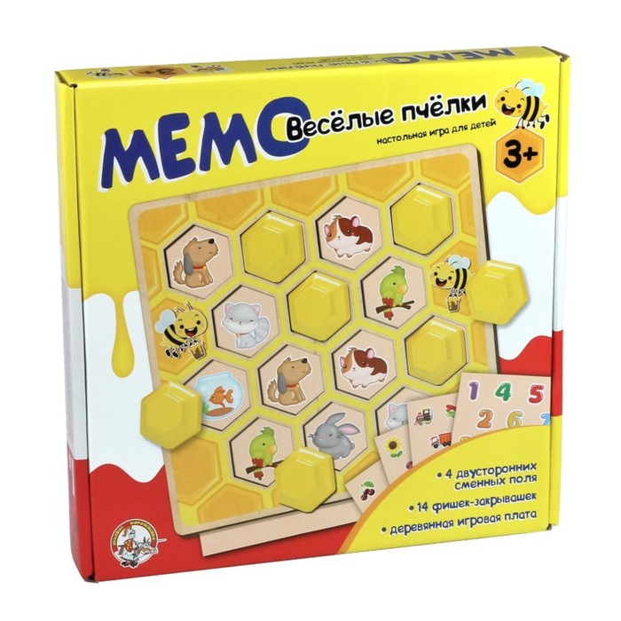 Игра деревянная МЕМО «Веселые пчелки» мемо веселые звери 1