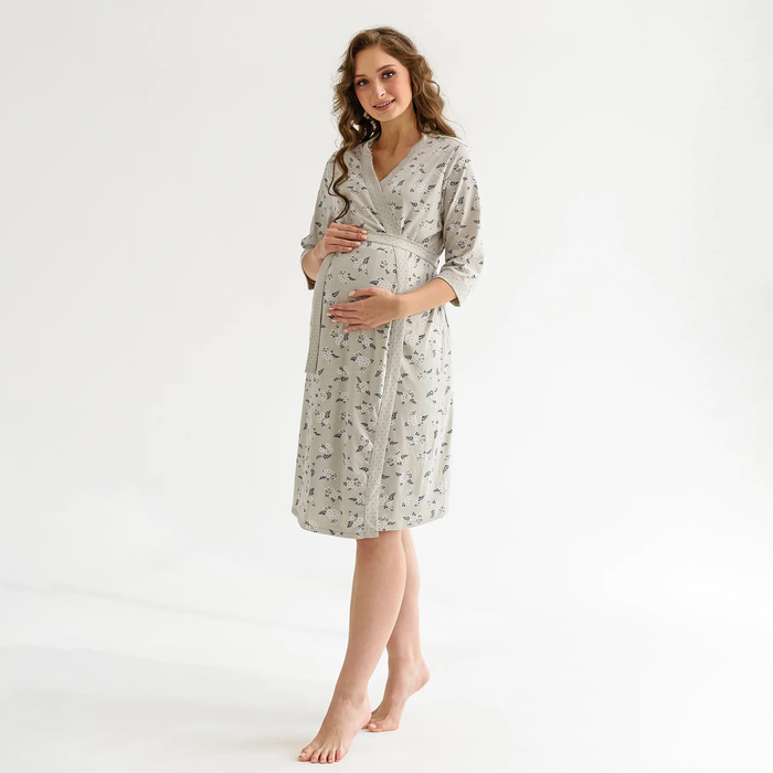 Комплект женский для беременных (сорочка/халат), цвет серый, размер 48 бриджи evromama для беременных 48 размер