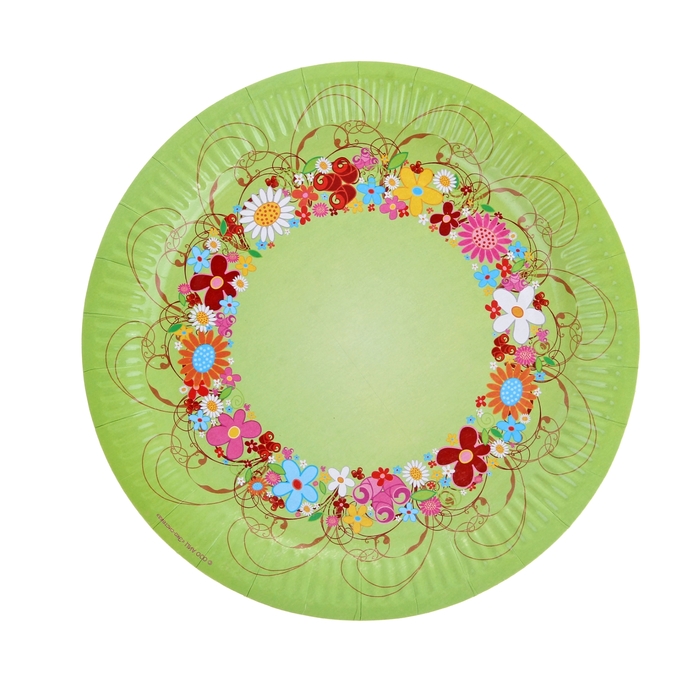 Тарелка с ламинацией "Цветочный венок", 23 см