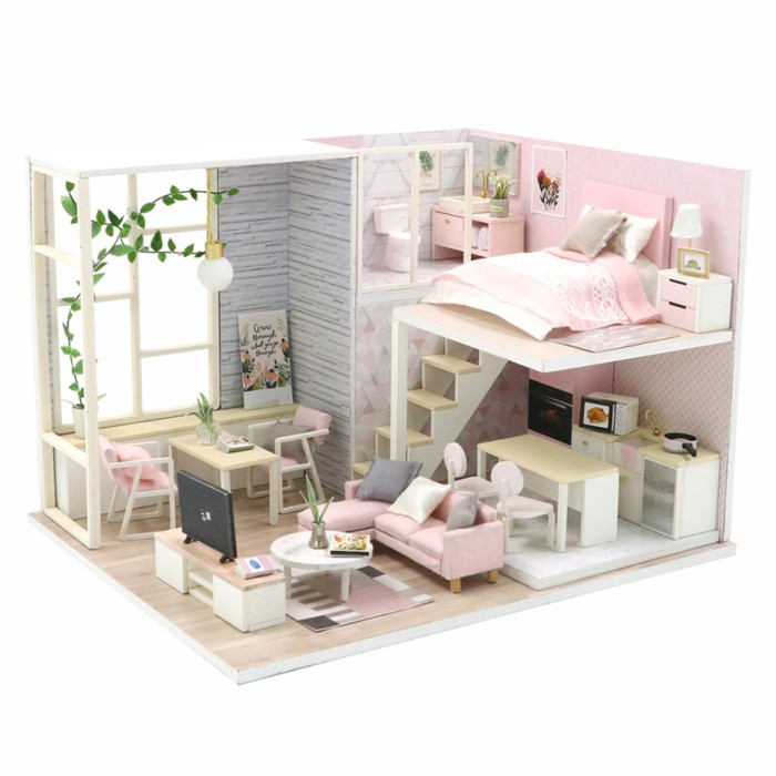 Конструктор интерьерный Hobby Day MiniHouse «Розовый сканди», румбокс интерьерный конструктор для творчества румбокс minihouse розовый фламинго