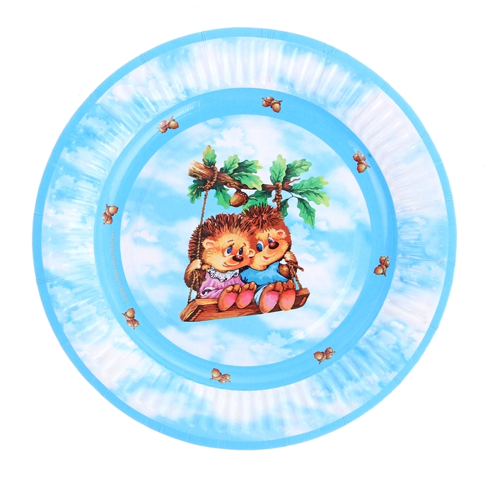 Тарелка с ламинацией "Ежики", 18 см