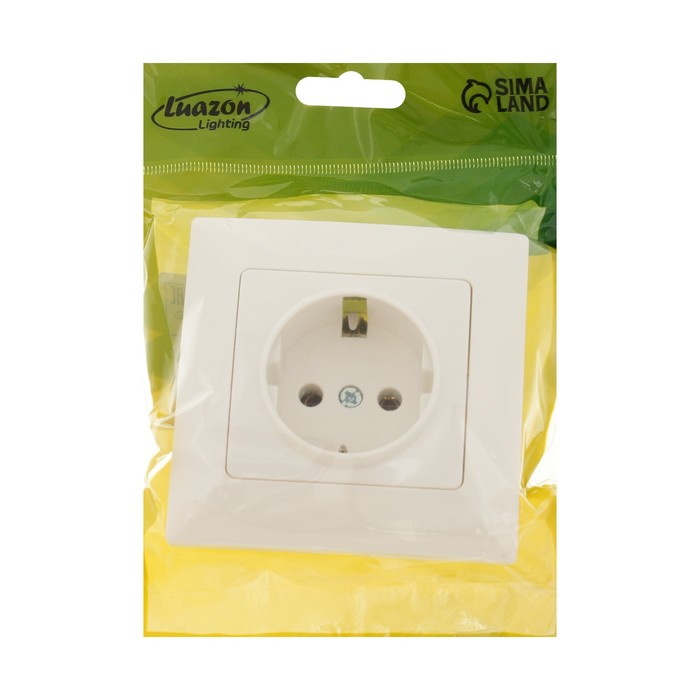 

Розетка одноместная Luazon Lighting "Антей", 16 А, скрытая, с з/к, белая