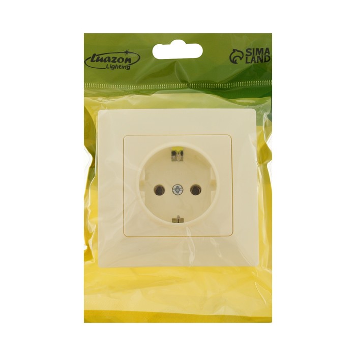 

Розетка одноместная Luazon Lighting "Антей", 16 А, скрытая, с з/к, бежевая