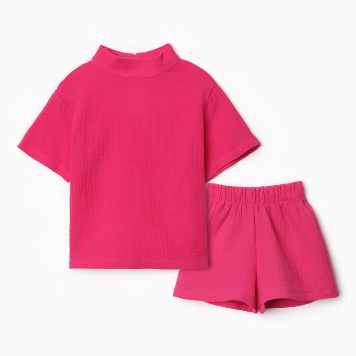 Комплект (блузка и шорты) для девочки MINAKU, цвет фуксия, рост 110 см