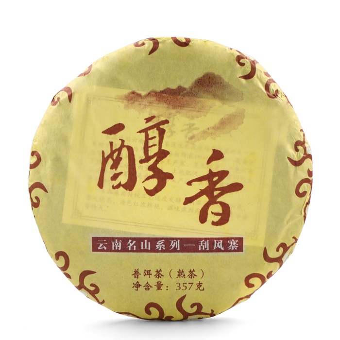Чай китайский Шу Пуэр Чуньсян, уезд Мэнхай, 2021 год, блин, 357 г