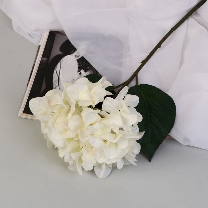 Цветы искусственные Гортензия элит d-18 см 50 см, белый