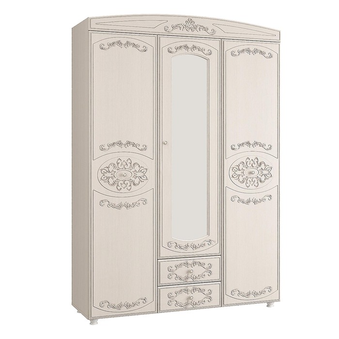 Шкаф 3-х дверный «Каролина», 1502×584×2190 мм, зеркало, патина, цвет вудлайн кремовый 41319