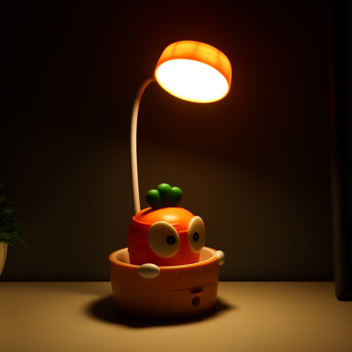фото Светильник сенсорный с точилкой "морковка" led, от usb/акб 6 вт оранжевый-желтый 8х6х25 см risalux