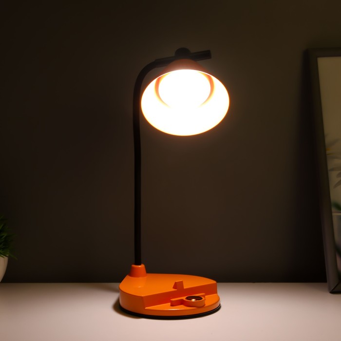 фото Настольная лампа "парасоль" led, от usb/акб 6 вт сенсор 3000-6000 оранжевый 14х10х37 см risalux 100
