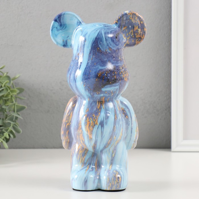 Копилка керамика Мишка голубо-фиолетовая 9,5х14х25 см
