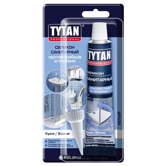 Герметик TYTAN, силиконовый, санитарный, белый, 85 мл tytan professional санитарный герметик силиконовый белый 85 мл 17601
