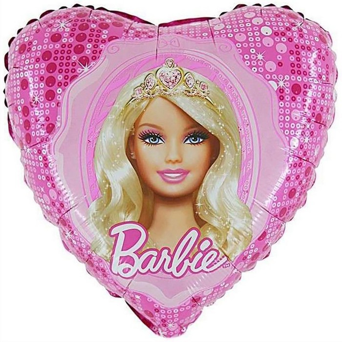 Шар фольгированный 18 сердце «Барби Принцесса» шар фольгированный 18 принцесса круг