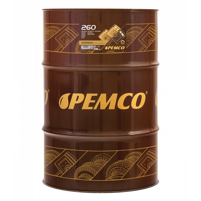 Масло моторное PEMCO 260 SAE 10W-40, синтетическое, 208 л масло моторное pemco 330 sae 5w 30 синтетическое 60 л