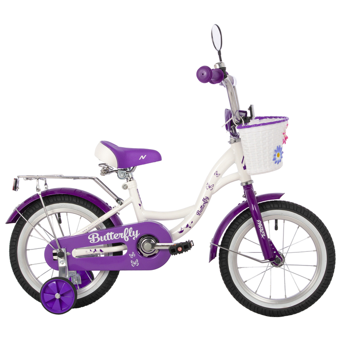 Велосипед 14 Novatrack BUTTERFLY, цвет белый/фиолетовый