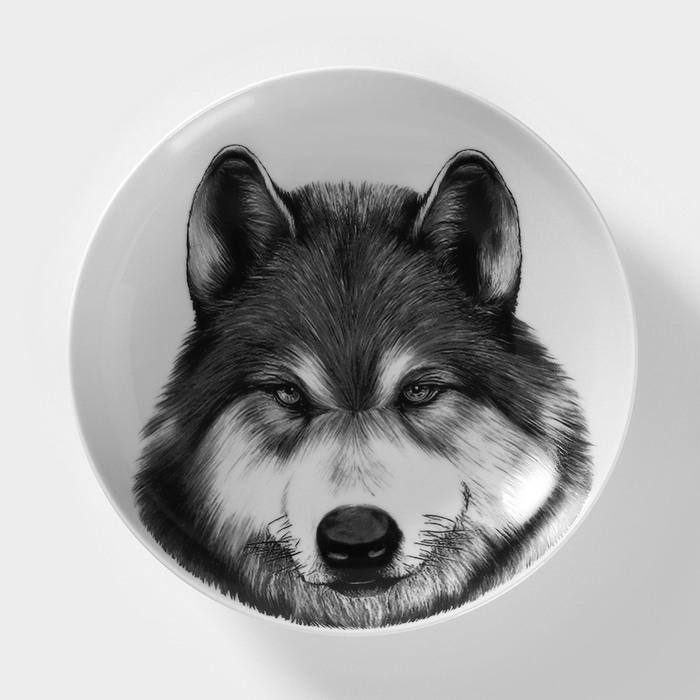 Тарелка фарфоровая глубокая «Волк», 700 мл, d=20,5 см, белая тарелка глубокая универсал 700 мл d 20 см белая фарфор