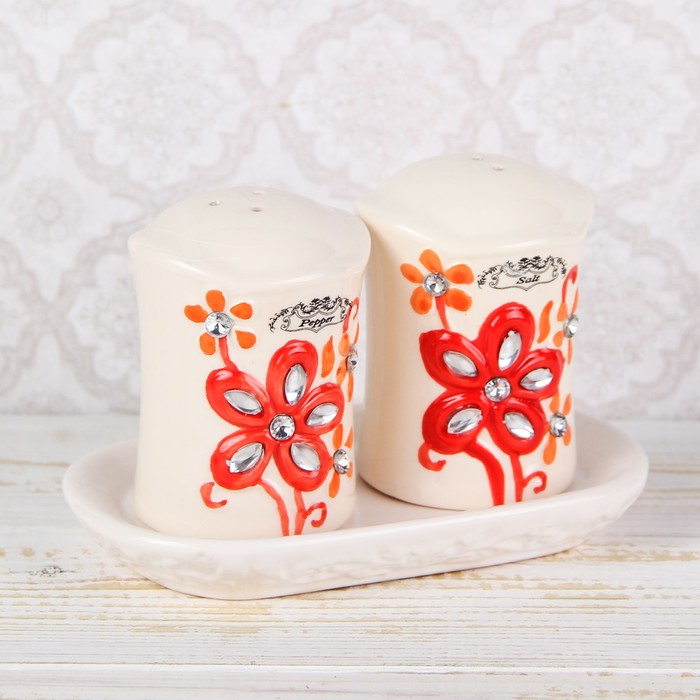 Набор для специй "Маэстро", 2 предмета на подставке, цвет красный