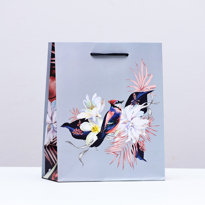 Пакет подарочный Птичка в цветах, 18 х 22,3 х 10 см пакет подарочный бабочки в цветах 33 х 42 5 х 10 см
