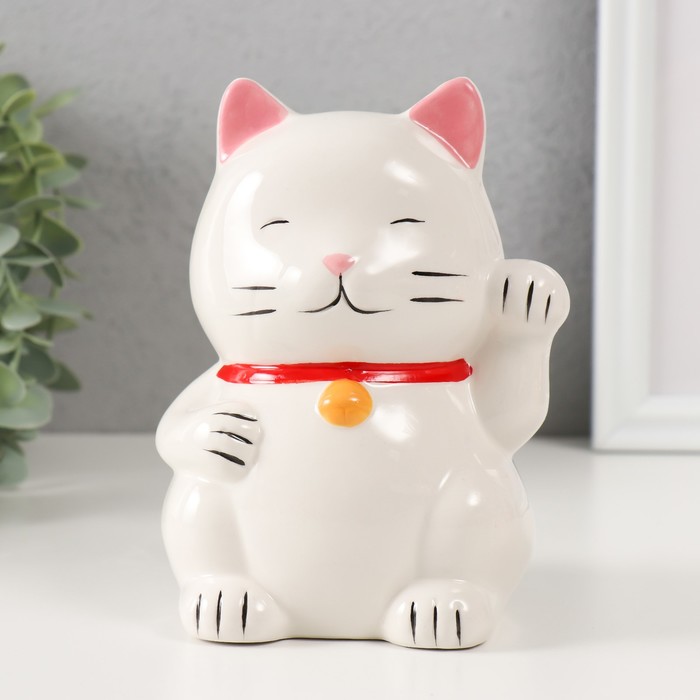 Копилка керамика Белый кот Манэки-нэко 10х10х14,5 см копилка керамика манэки нэко с сердечком 9 5х7х7 5 см