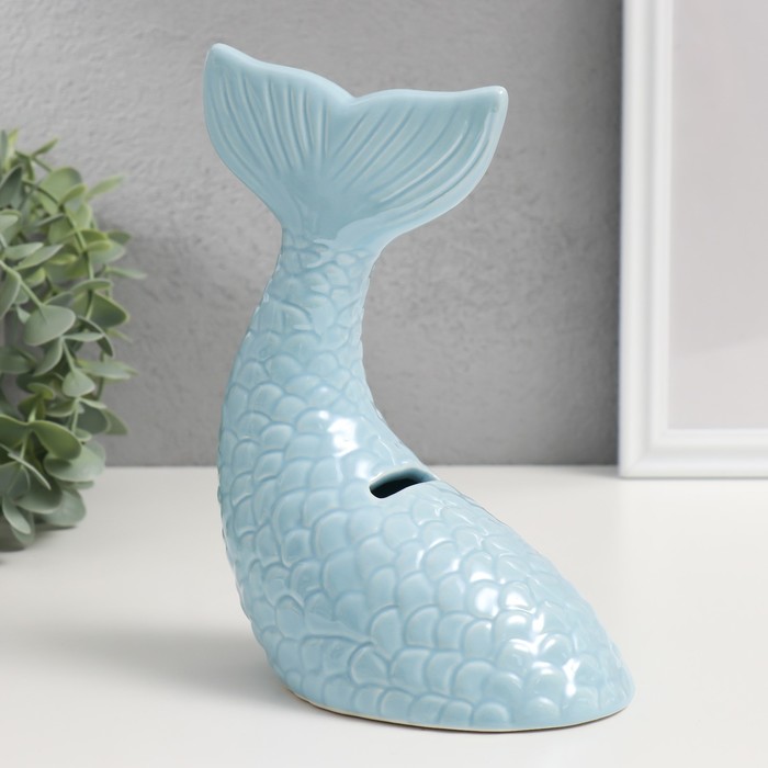 копилка хвост русалки 8 х 17 см Копилка керамика Хвост русалки голубой перламутр 16х9х18,8 см