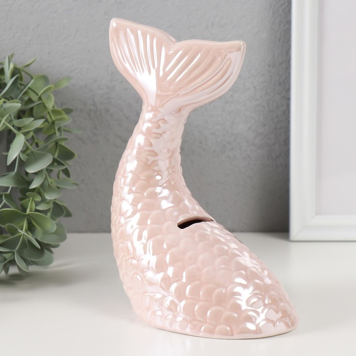 копилка хвост русалки 8 х 17 см Копилка керамика Хвост русалки розовый перламутр 16х9х18,8 см