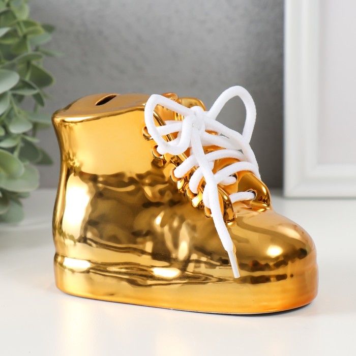Копилка керамика Золотой ботинок 13х6,3х9,5 см