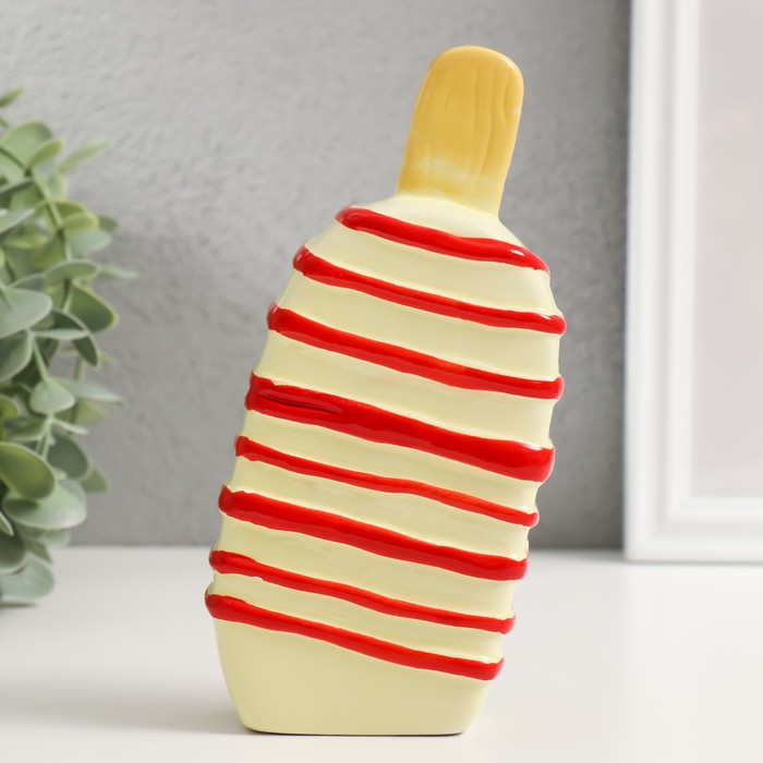 

Копилка керамика "Подтаевшее эскимо" красные полоски 8,2х3,8х15,5 см