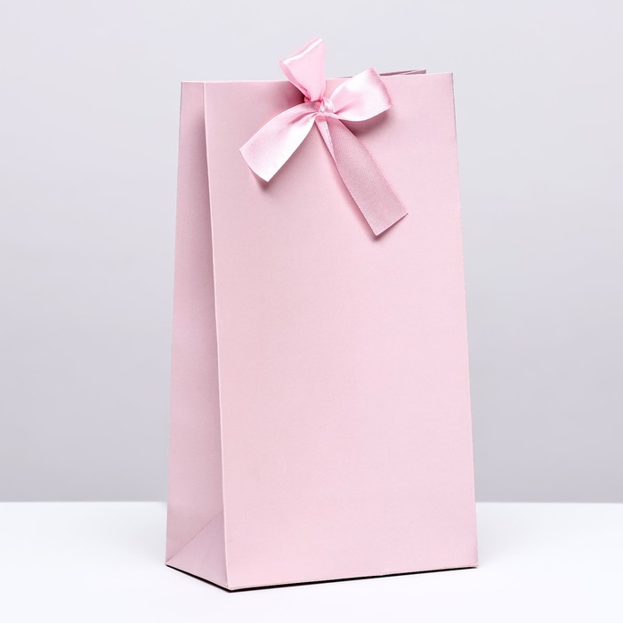 Пакет подарочный с лентой «Розовый», 13 × 23 × 7 см пакет подарочный с лентой love 13 × 23 × 7 см