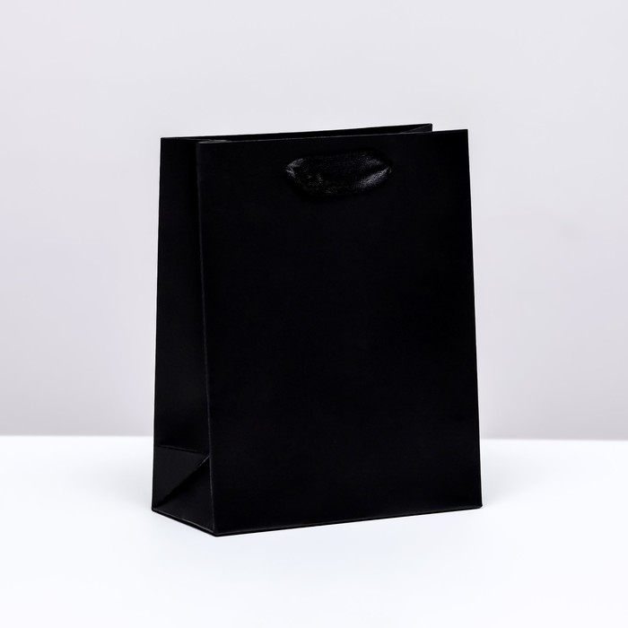 пакет ламинированный букет s 12 × 15 × 5 5 см Пакет ламинированный «Черный», S 12 × 15 × 5,5 см
