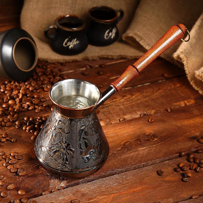 Турка для кофе медная «Ромашка», 0,6 л турка для кофе медная борисовская керамика спорт