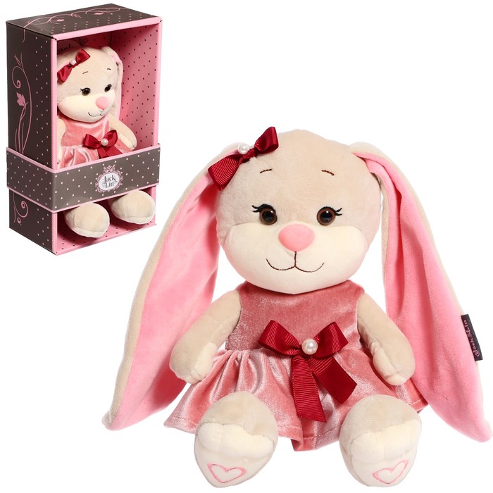 Мягкая игрушка «Зайка Лин», в розовом бархатном платьице с бантиком, 20 см мягкая игрушка abtoys knitted мишка девочка вязаная 22 см в розовом платьице