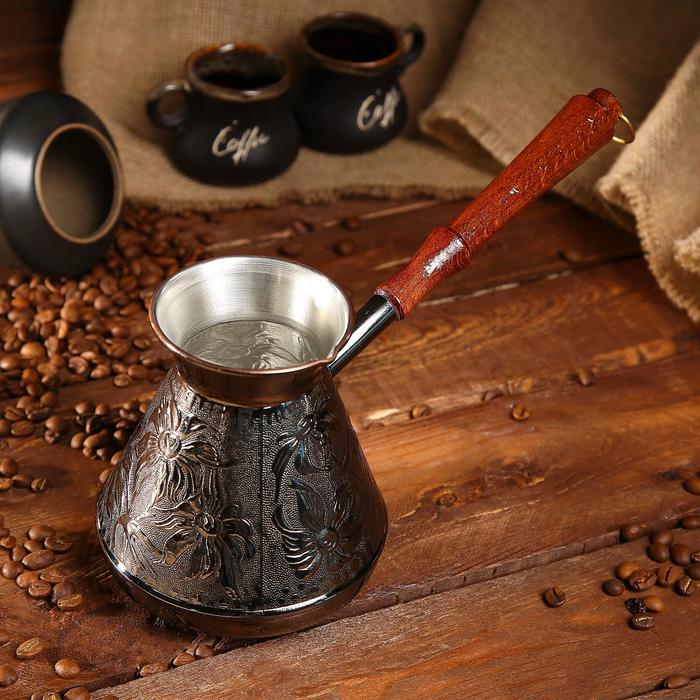 Турка для кофе медная «Ромашка», 0,75 л турка для кофе медная ромашка 0 75 л