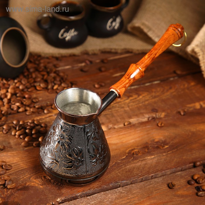 Турка для кофе медная «Ромашка», 0,4 л турка для кофе медная гранат 0 4 л