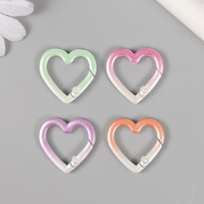 фото Карабин металл "сердце градиент" микс 2,5х2,6 см арт узор