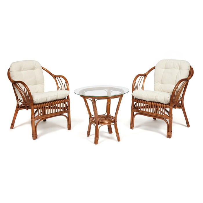 Комплект садовой мебели:  NEW BOGOTA , 2 кресла + стол, с подушками набор садовой мебели akita пластик коричневый стол два кресла с подушками