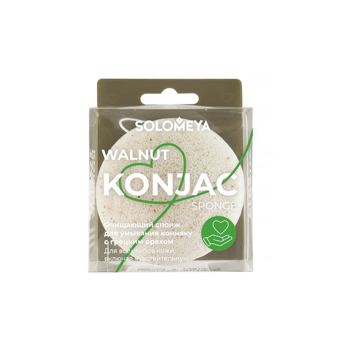 очищающий спонж для умывания конняку solomeya konjac sponge with walnut 1 шт Спонж для умывания Solomeya «Конняку», очищающий, с грецким орехом