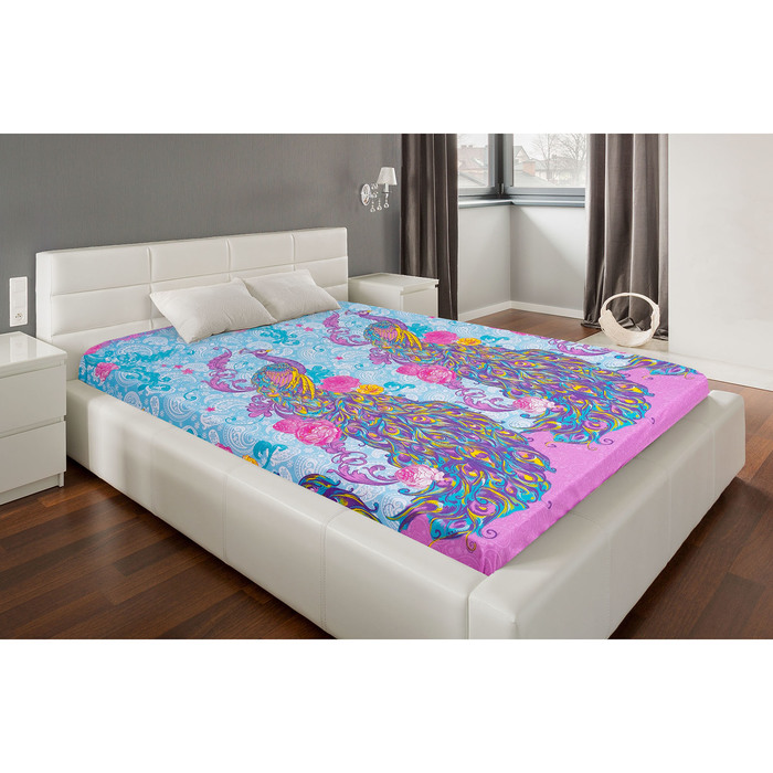 Простыня "Этель поплин" 1.5 сп Павлин вайолет 150*210 см, 100% хлопок, поплин