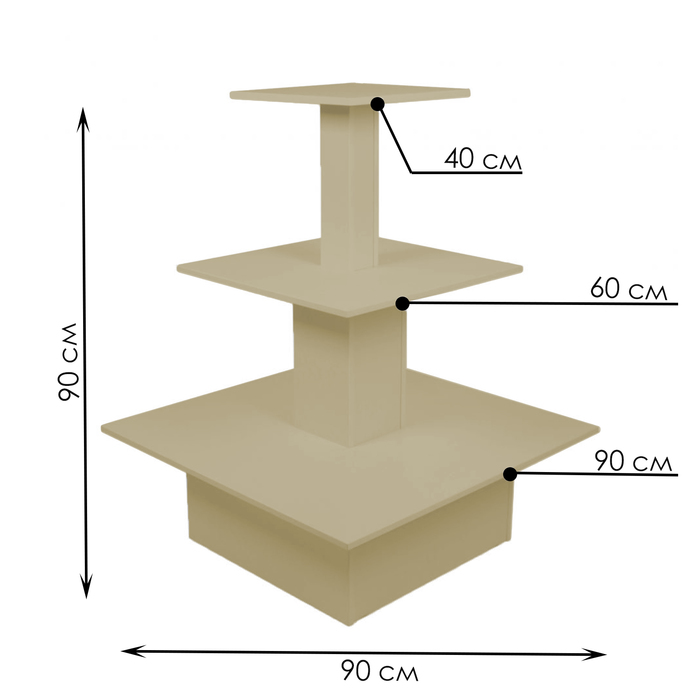 

Стол «Пирамида» 3 яруса, 90×90×116, ЛДСП, цвет бук светлый
