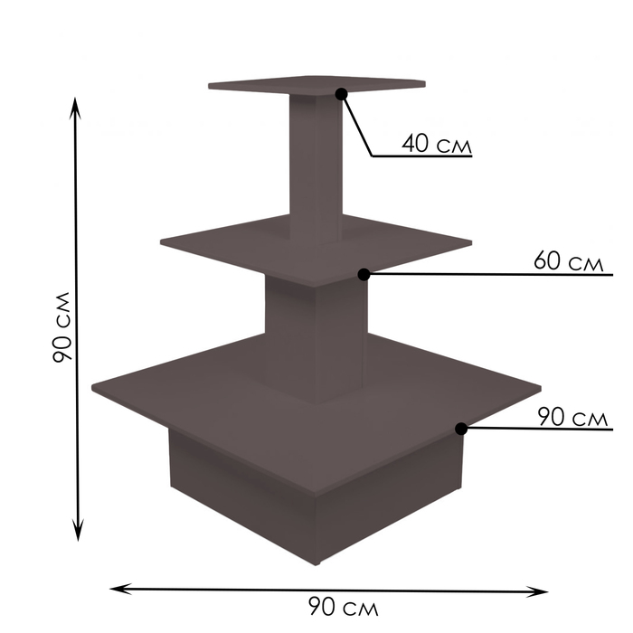 Стол «Пирамида» 3 яруса, 90×90×116, ЛДСП, цвет венге